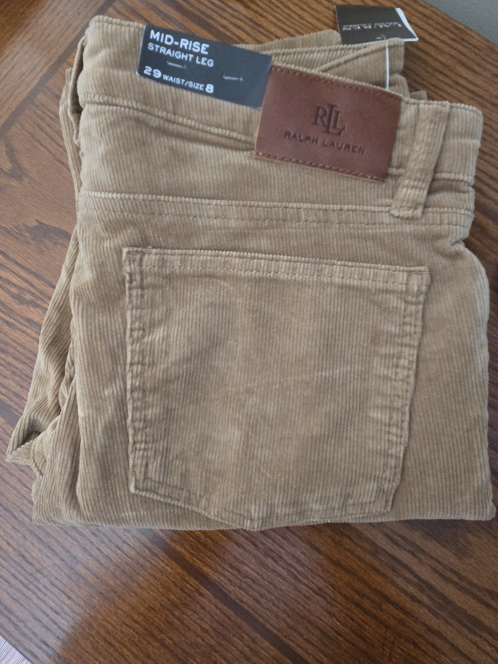 Ralph Lauren Women's Straight Leg Corduroy Pants in Light Brown